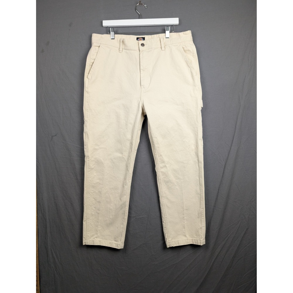 Dickies Mens Carpenter Pants 38x30 Beige Cream Cotton Duck Canvas Workwear